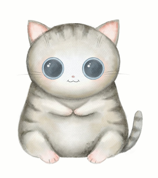 水彩卡通卡哇伊有趣的小猫图片下载