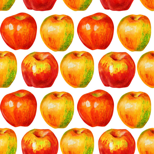 无缝模式与苹果在一个白色的背景。图片下载