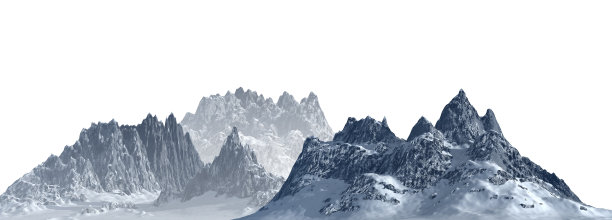 雪山孤立在白色背景3d插图图片下载