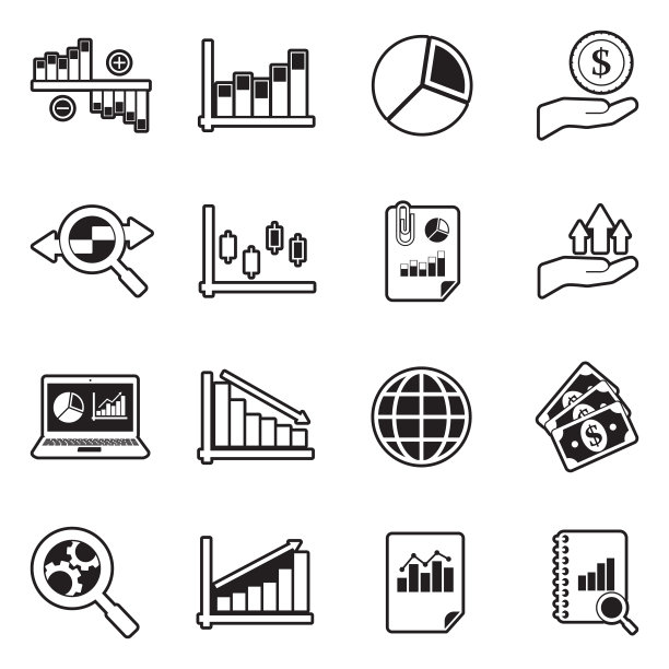 股市的图标。线条与填充设计。矢量插图。图片下载