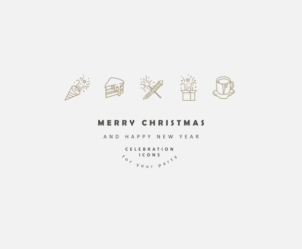 矢量图标和标志庆祝圣诞快乐和新年快乐图片下载