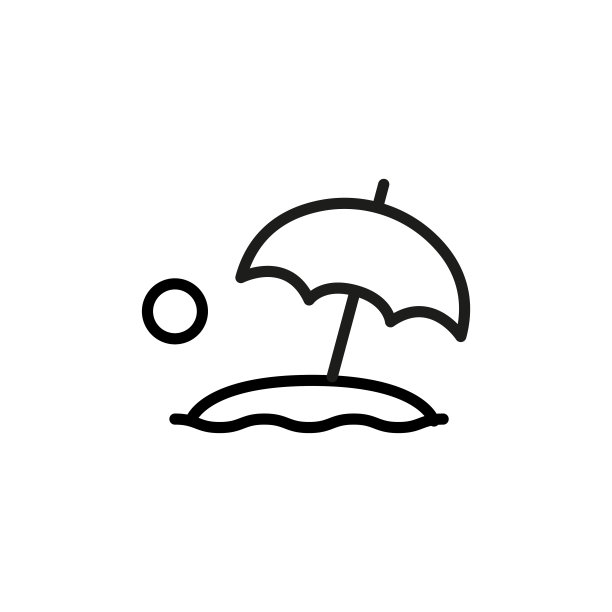 简约海滩线条图标图片下载