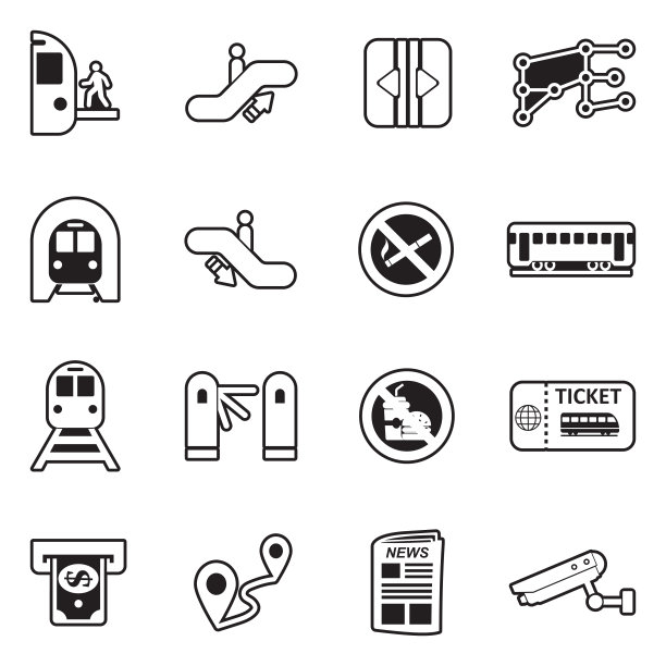 地铁图标。线条与填充设计。矢量插图。图片下载