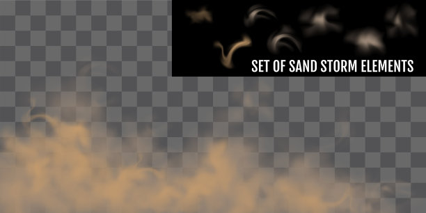 真实的沙尘或沙尘暴。沙尘暴的元素集。图片下载