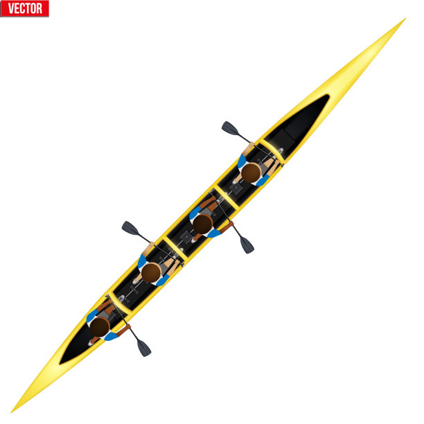 用桨手划着四只独木舟冲刺图片下载