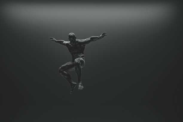 肌肉发达的中年男子跳跃图片下载