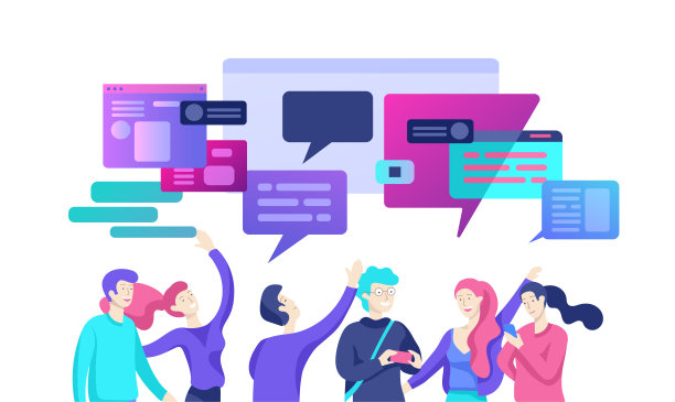 登陆页面模板，平面风格，商务人士讨论社交网络，新闻，社交网络图片下载