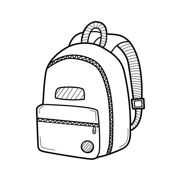 手绘背包孤立在一个白色。草图。矢量插图。图片下载