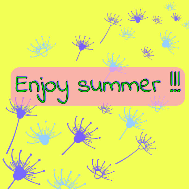 享受夏天。矢量横幅设计与手绘花在背景。图片下载