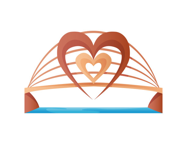 桥梁向量城市跨界建筑。桥梁建设的交通插图。在白色背景上孤立的河道桥梁建造图片下载