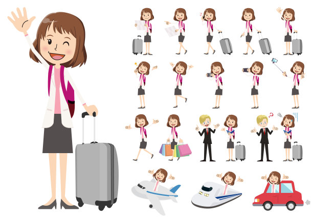一组商务女性旅行图片下载