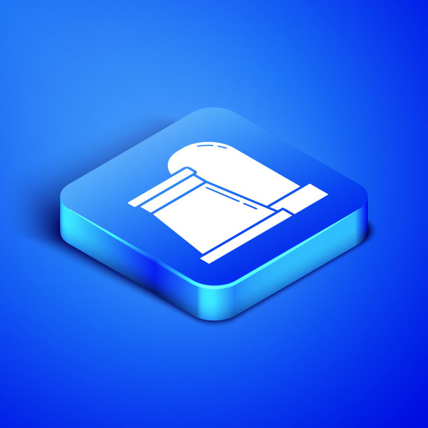 蓝色背景上孤立的石油和天然气工业厂房图标。蓝色方块按钮。矢量图图片下载