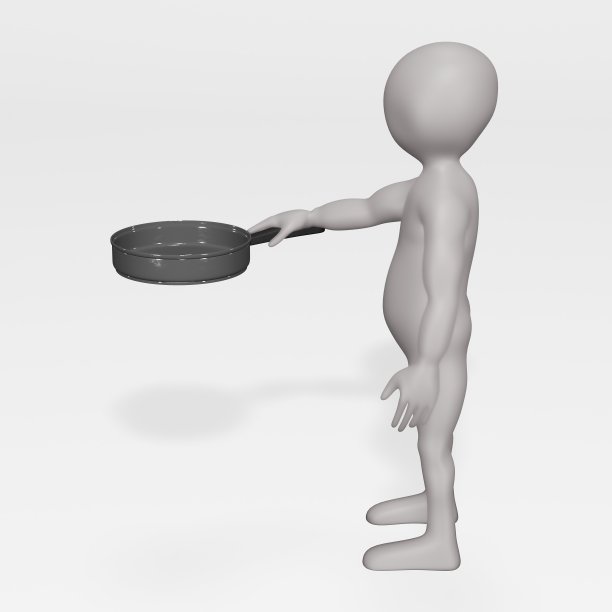 3D渲染的性格与烹饪锅图片下载