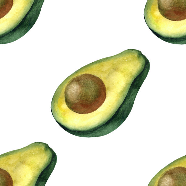 水彩牛油果无缝图案。手绘装饰背景。印刷纺织品，布料，墙纸，剪贴簿图片下载