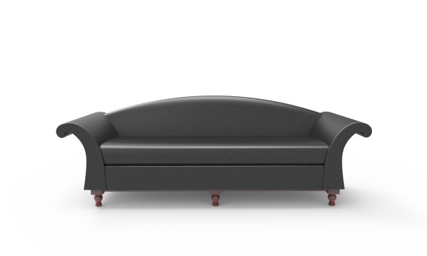 白色背景上的黑色沙发的3d插图图片下载