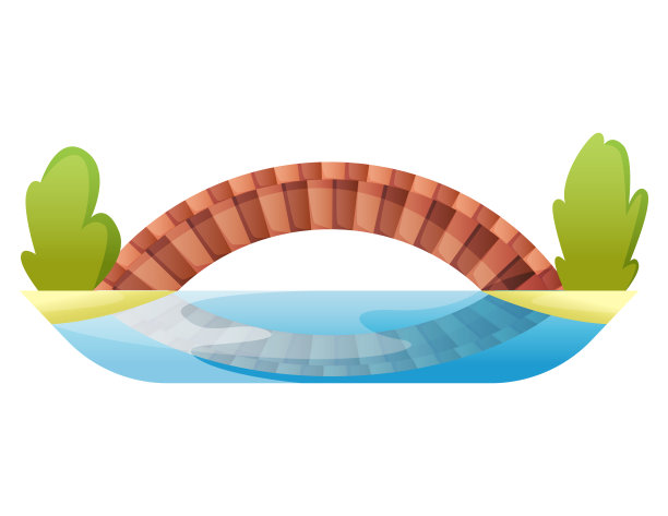 桥梁向量城市跨界建筑。桥梁建设的交通插图。在白色背景上孤立的河道桥梁建造图片下载