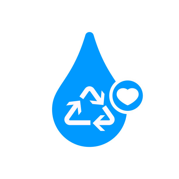 水滴与循环符号，图标与心符号，喜爱，喜欢，爱，关心的象征图片下载