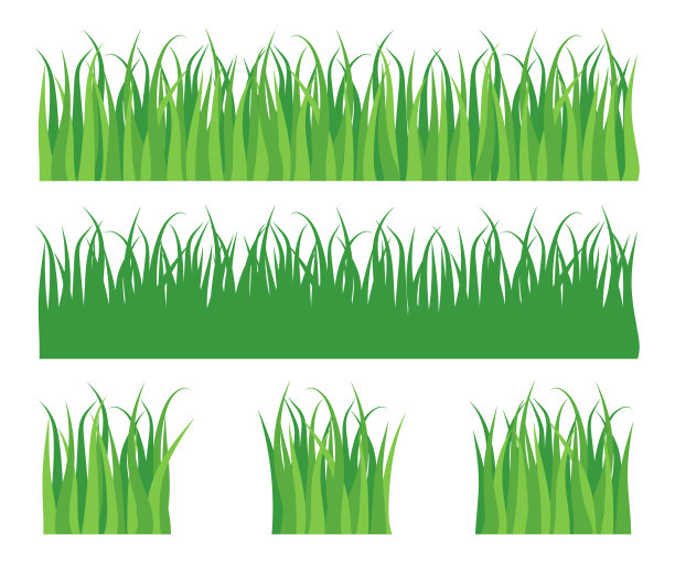 向量绿色草坪草纹理插图:自然，有机，生物，生态标签和形状的白色背景。地面土地模式。图片下载