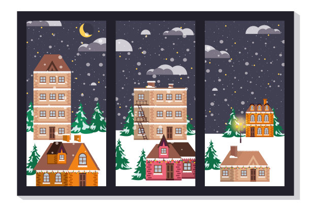 束圣诞冬季街景图片下载