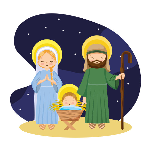 圣诞夜的卡通场景图片下载