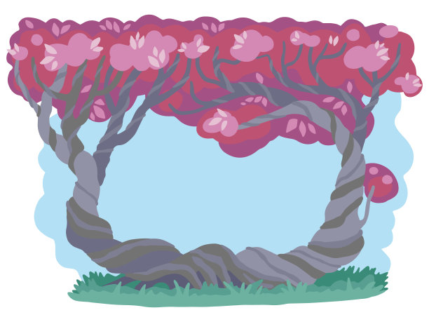 美丽的树木，植物的框架，背景设计。矢量图图片下载