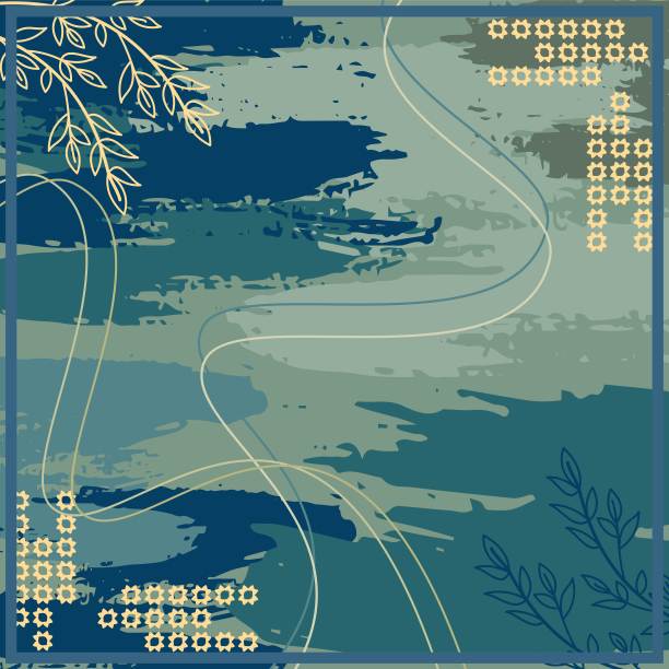 头巾图案图案设计与抽象的树叶设计图片下载