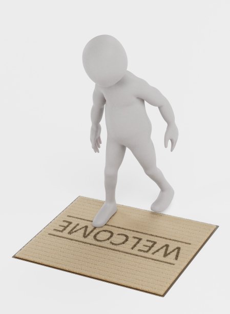 人物的3D渲染与欢迎垫图片下载