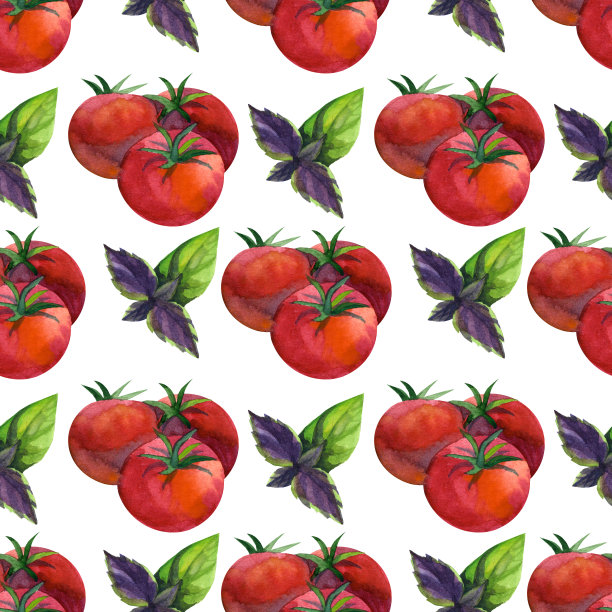 番茄水彩无缝图案。手绘装饰背景。印刷纺织品，布料，墙纸，剪贴簿图片下载