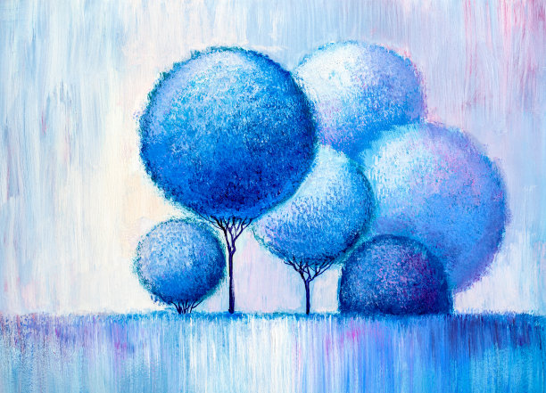 原画的一幅冬季风景油画图片下载