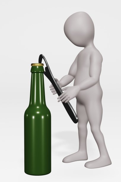 真实感3d渲染的角色与开瓶器图片下载