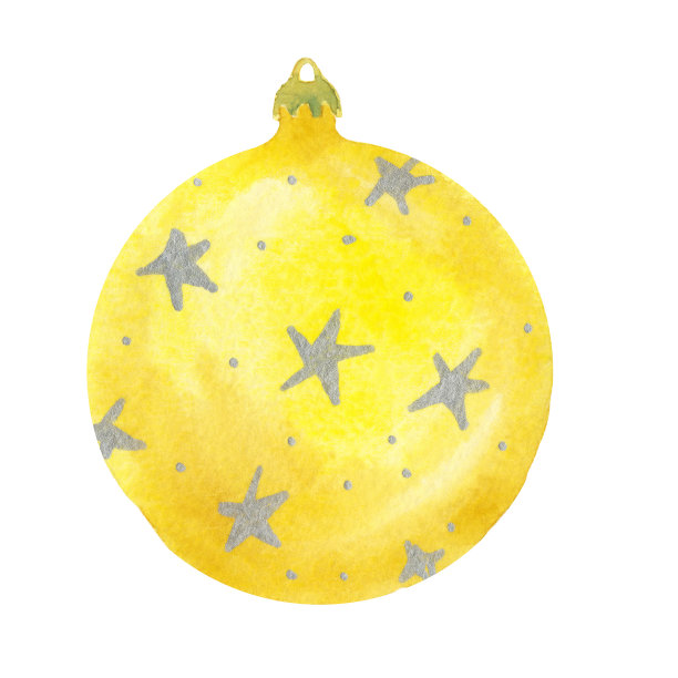 圣诞球水彩画插图图片下载