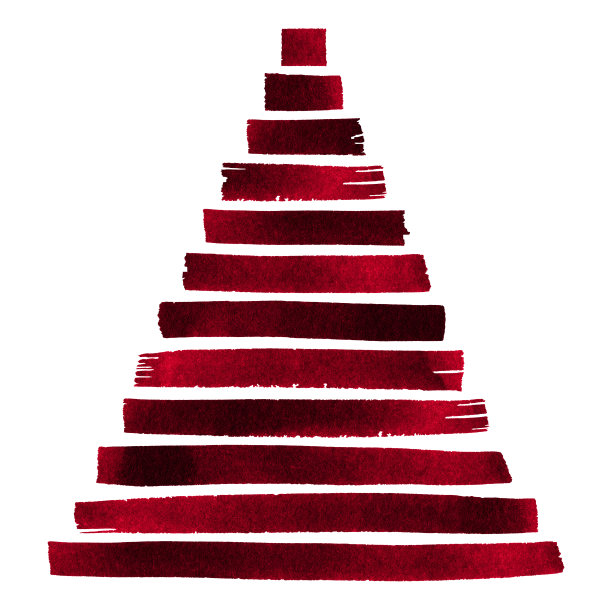 圣诞树红，栗色孤立在白色的背景。艺术最小插图红色设计新年，圣诞节或特别的日子和问候，文字空间。图片下载