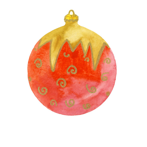 圣诞球水彩画插图图片下载