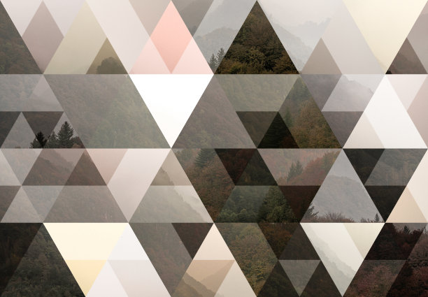 抽象的三角形马赛克背景:雾天的意大利阿尔卑斯山，荒野地区，皮埃蒙特图片下载