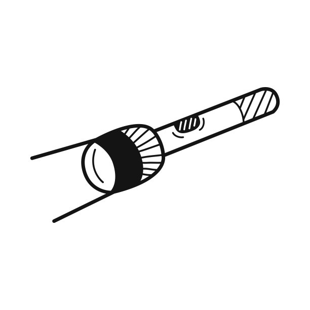 手画手电筒孤立在一个白色。矢量插图。图片下载