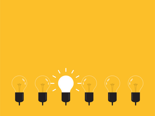 与众不同的思考，从人群中脱颖而出——灯泡的图形代表了经营理念。新观念、变化、潮流、勇气、创造性解决方案、创新和独特方式的观念。图片下载