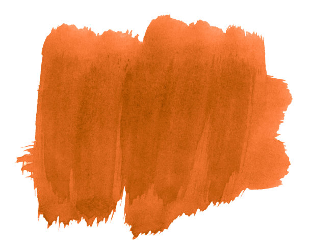 水彩充满活力的橙色背景与清楚的边界和离婚。水彩笔刷污渍。图片下载