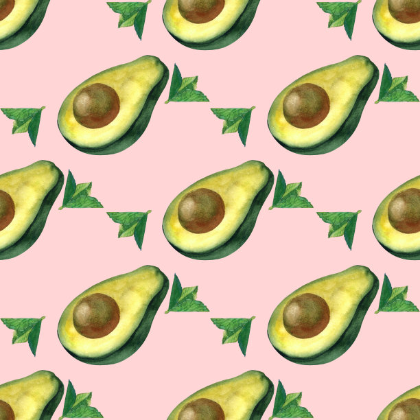 水彩牛油果无缝图案。手绘装饰背景。印刷纺织品，布料，墙纸，剪贴簿图片下载