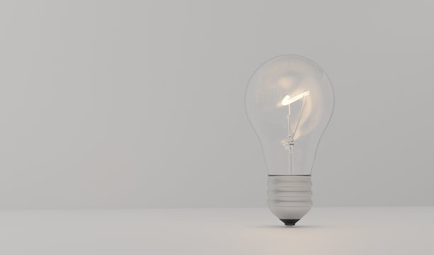 白色背景上的3D灯泡图片下载