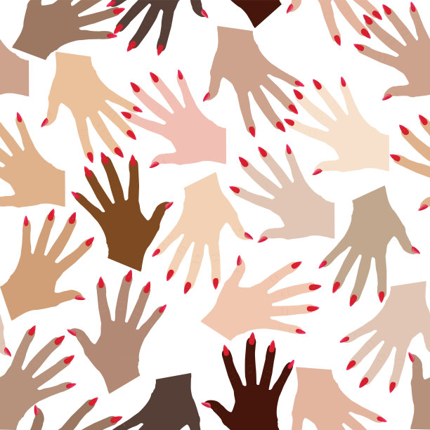 无缝模式与手与细高跟鞋美甲风格图片下载