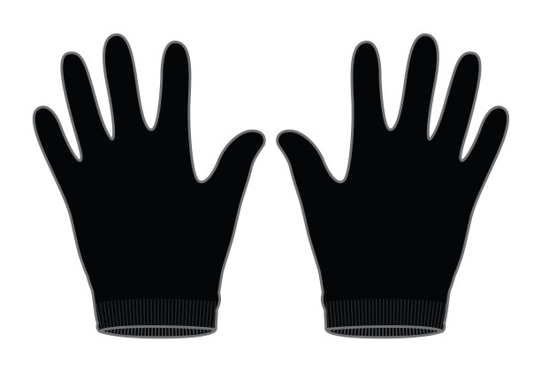 黑色短手套矢量模板图片下载