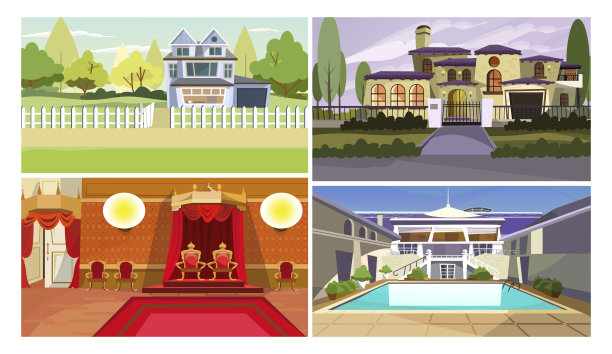 观光平面矢量插图集图片下载