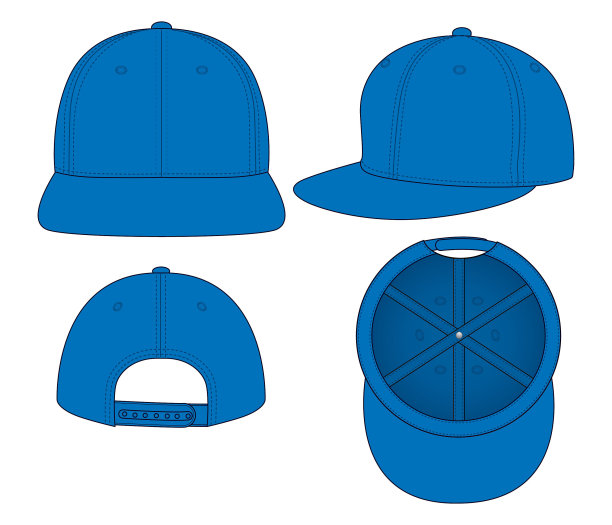 设置蓝色嘻哈帽矢量模板图片下载