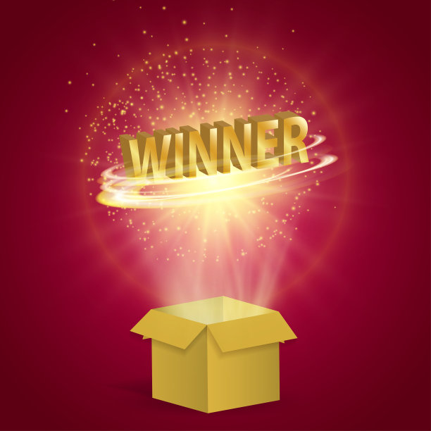 打开了带有魔法金色光芒的赢家礼品盒矢量，从圣诞红色的背景中出来。惊喜的概念。印有金色字母的节日促销横幅。生日用的纸板箱。图片下载
