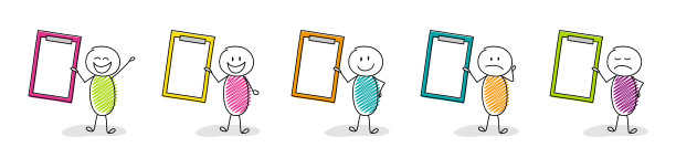 一组有趣的手画棍与空名单。向量图片下载