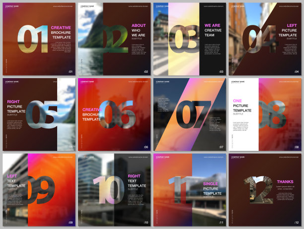 最小的手册模板与数字。易于编辑和自定义。封面设计模板的方形传单，传单，小册子，报告，演示，广告，杂志。图片下载