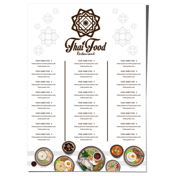 菜单泰国菜设计模板图形图片下载