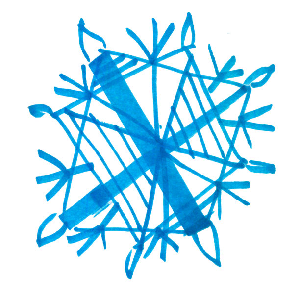 雪花画的记号笔蓝色的冬天雪线记号笔图片下载