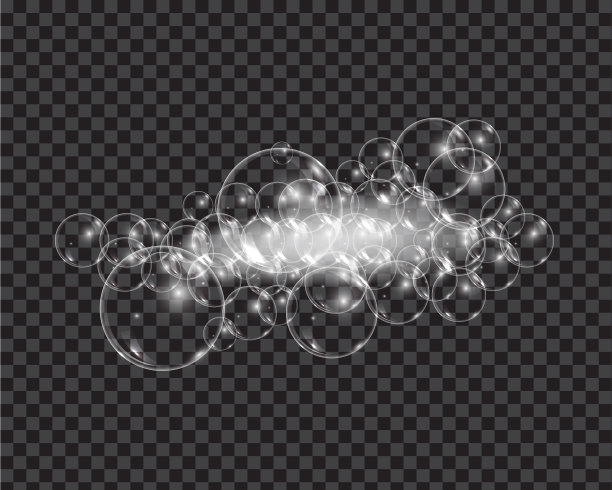 沐浴泡沫肥皂与气泡隔离矢量插图透明背景。洗发水和肥皂泡沫泡沫向量插图。图片下载