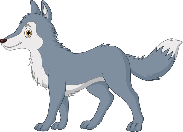 卡通可爱的狼在散步图片下载